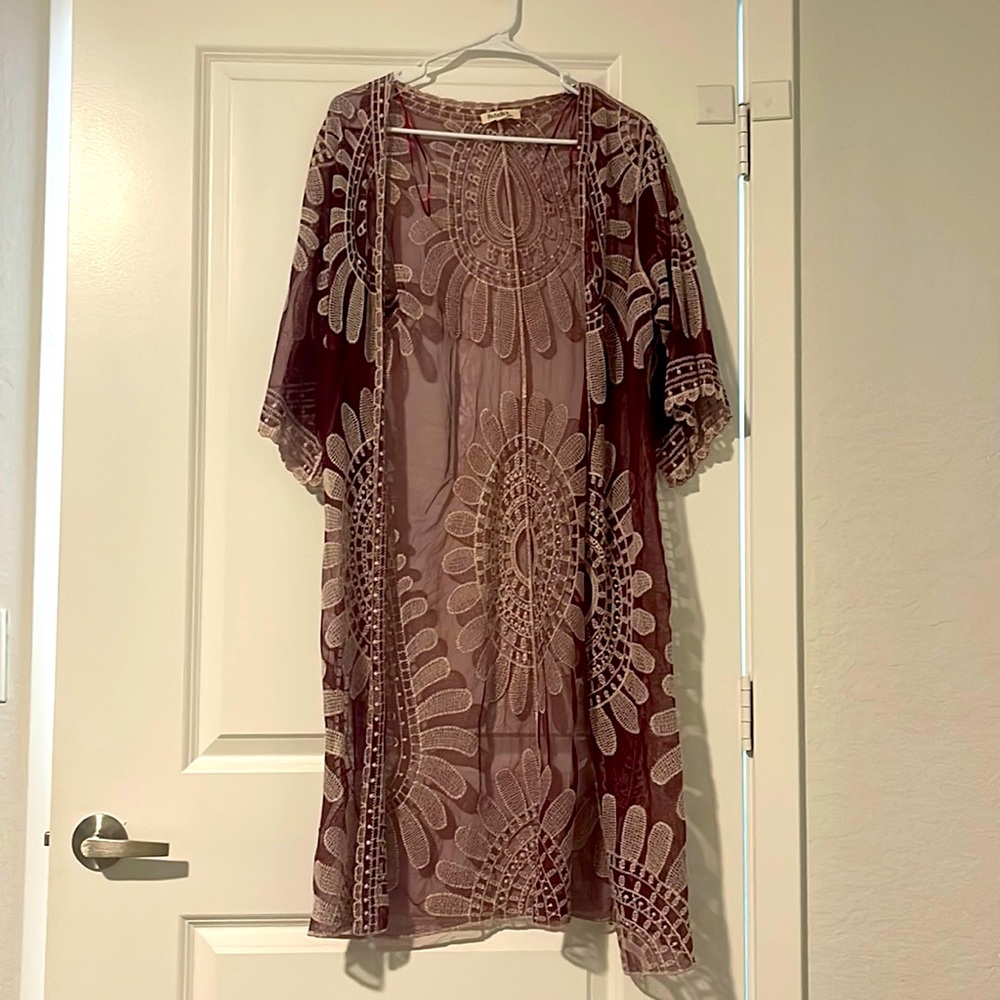 Rebellion again size small burgundy kimono